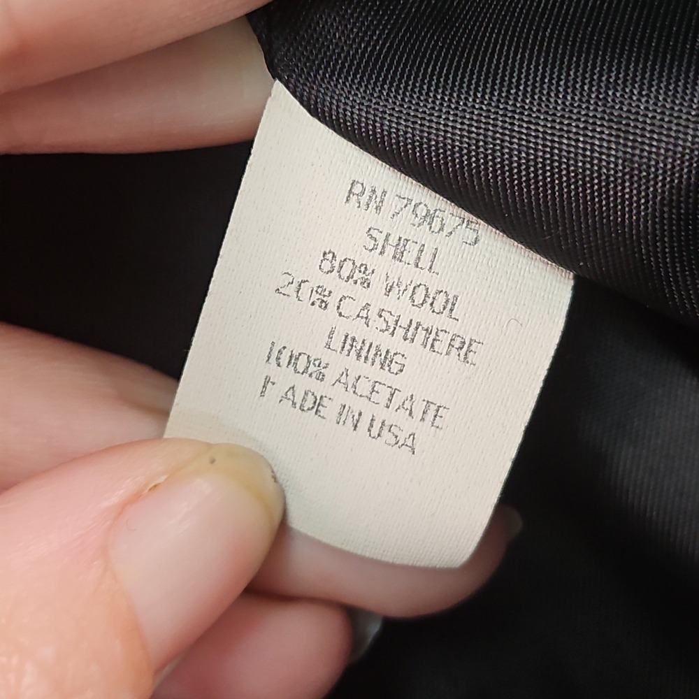 Albert Nipon Peacoat Womens 8 Black Double Breasted Wool Cashmere Blend USA - Picture 10 of 16